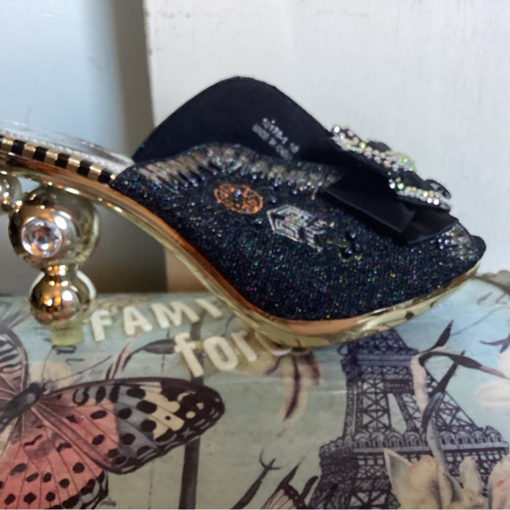 Silver ball peep toe heels